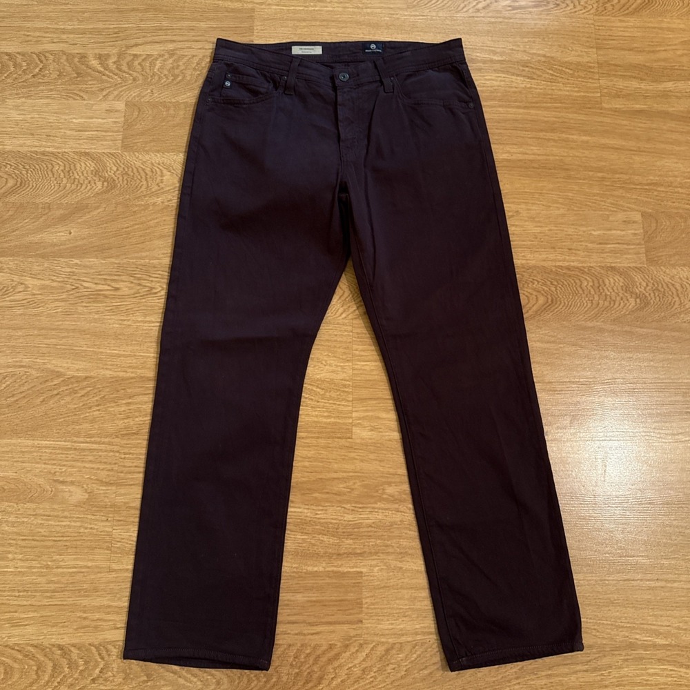 AG ADRIANO GOLDSCHMIED THE GRADUATE Mens Pants Burgundy 32x32 (Act 33x29) Preppy